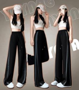 女士黑色运动裤配什么上衣_秋日黑色运动裤，高腰微弹显高级，短夹克搭出时髦范