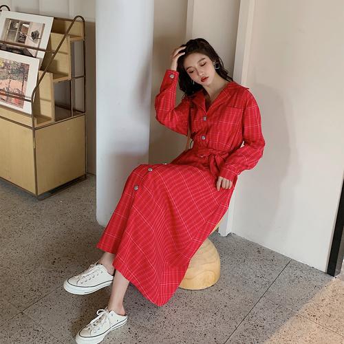 红色格子裙搭配图片_红色格子裙 百搭显瘦 时尚百搭