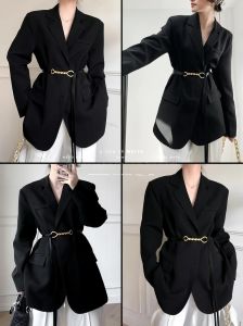 黑色西服女最佳搭配图片_黑色西装配白衬衫，刚柔并济显气质