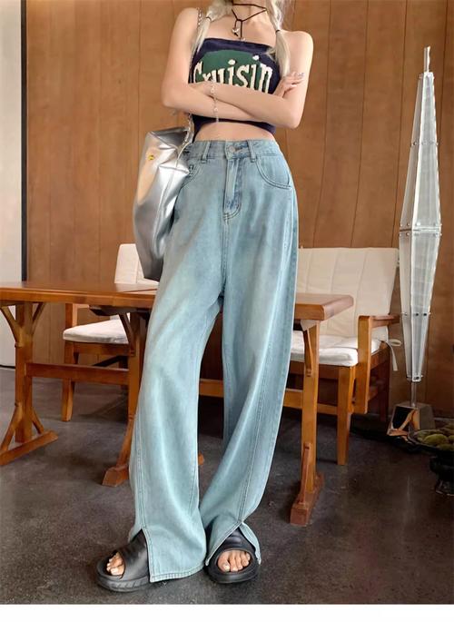 女式开叉阔腿裤图片_显瘦遮肉显高，百搭好裤子！