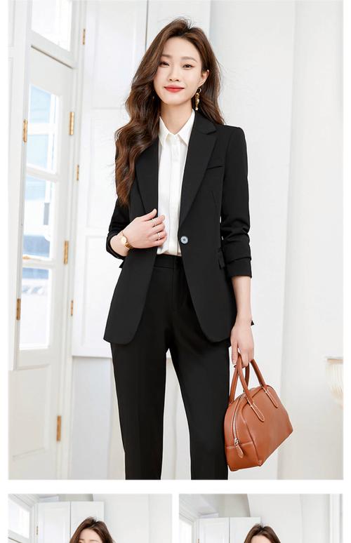 藏青色西服配黑色衬衫图片_藏青西服春季百搭，职场时尚利器！