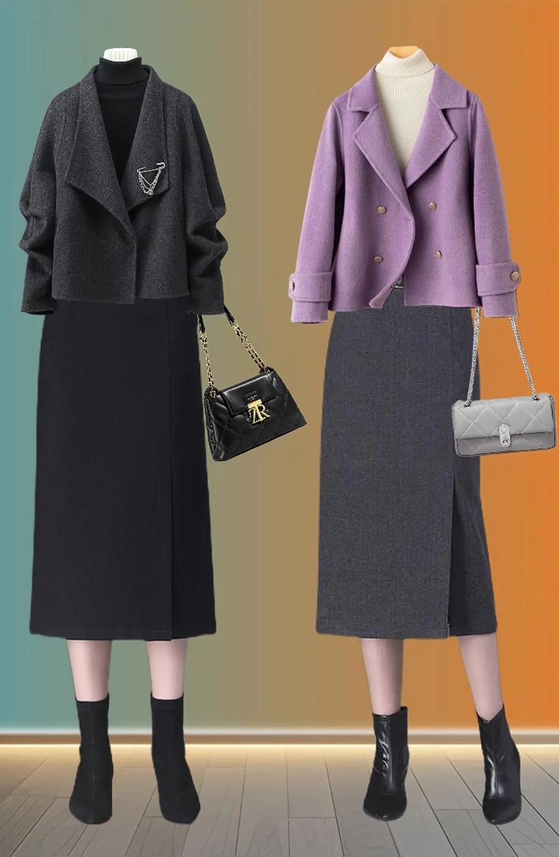 直筒裙的三个最佳配色_黑色直筒裙百搭时尚，巧克力和藕粉搭配温柔复古
