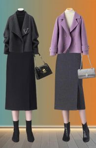 直筒裙的三个最佳配色_黑色直筒裙百搭时尚，巧克力和藕粉搭配温柔复古