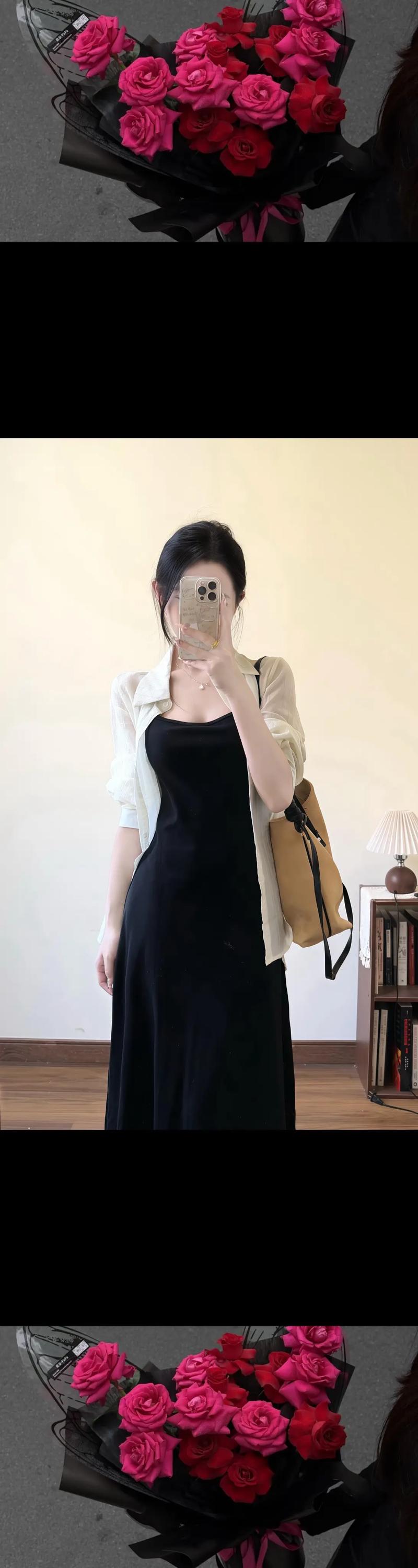 黑吊带长裙配什么上衣图片_外套混搭时尚满分 黑吊带长裙配什么上衣图片_外套混搭时尚满分