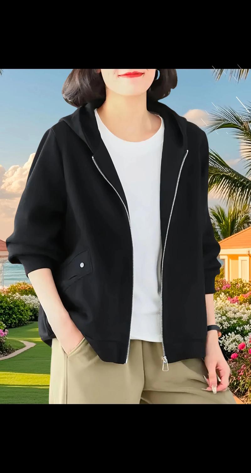 带帽卫衣搭配图片_连帽卫衣配外套，V领大翻领显高级，秋冬混搭有型