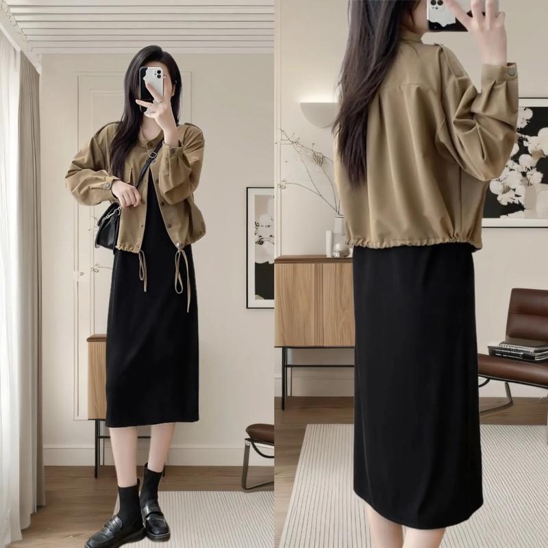 吊带连衣裙搭配外衣_吊带裙选A字或直筒,基础色长款显气场,搭配西装皮衣,高跟鞋细高跟或粗跟,简约配饰自信穿搭 吊带连衣裙搭配外衣_吊带裙选A字或直筒,基础色长款显气场,搭配西装皮衣,高跟鞋细高跟或粗跟,简约配饰自信穿搭