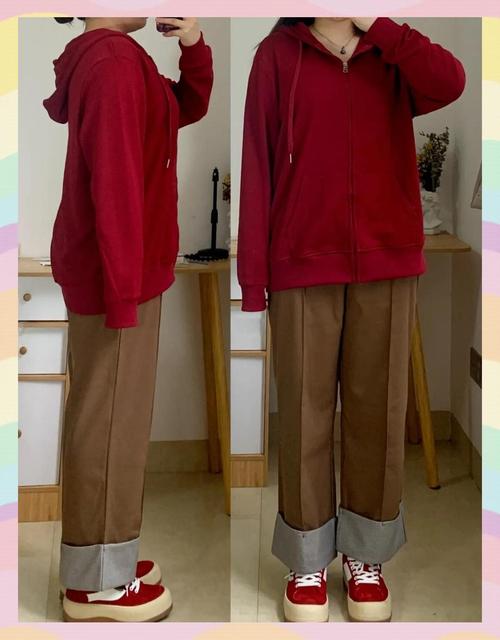 酒红色上衣白色裤子_酒红上衣配白裤，优雅时尚又清新