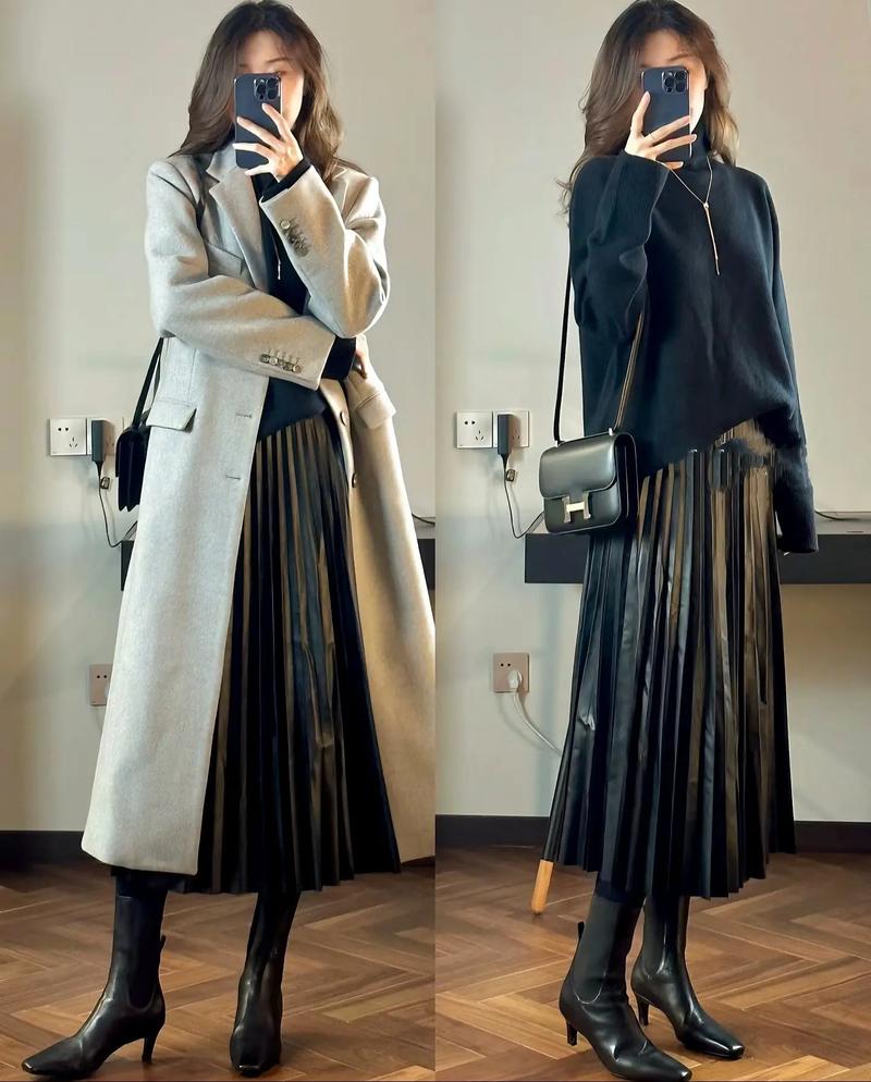 杏色百褶裙最佳搭配图_甜美百褶裙穿搭，气质显瘦又时尚