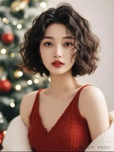 女齐肩发型图片_一刀切显干练,人鱼卷温柔复古,Wendy头显年轻,八字刘海修饰脸型