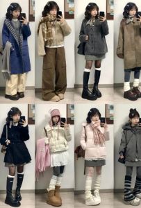 150矮个子女生秋冬穿搭_黑裙羽绒服大衣显瘦显高搭配