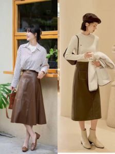 棕色裙子半身裙最佳搭配_百搭棕色半身裙,穿出你的独特风格